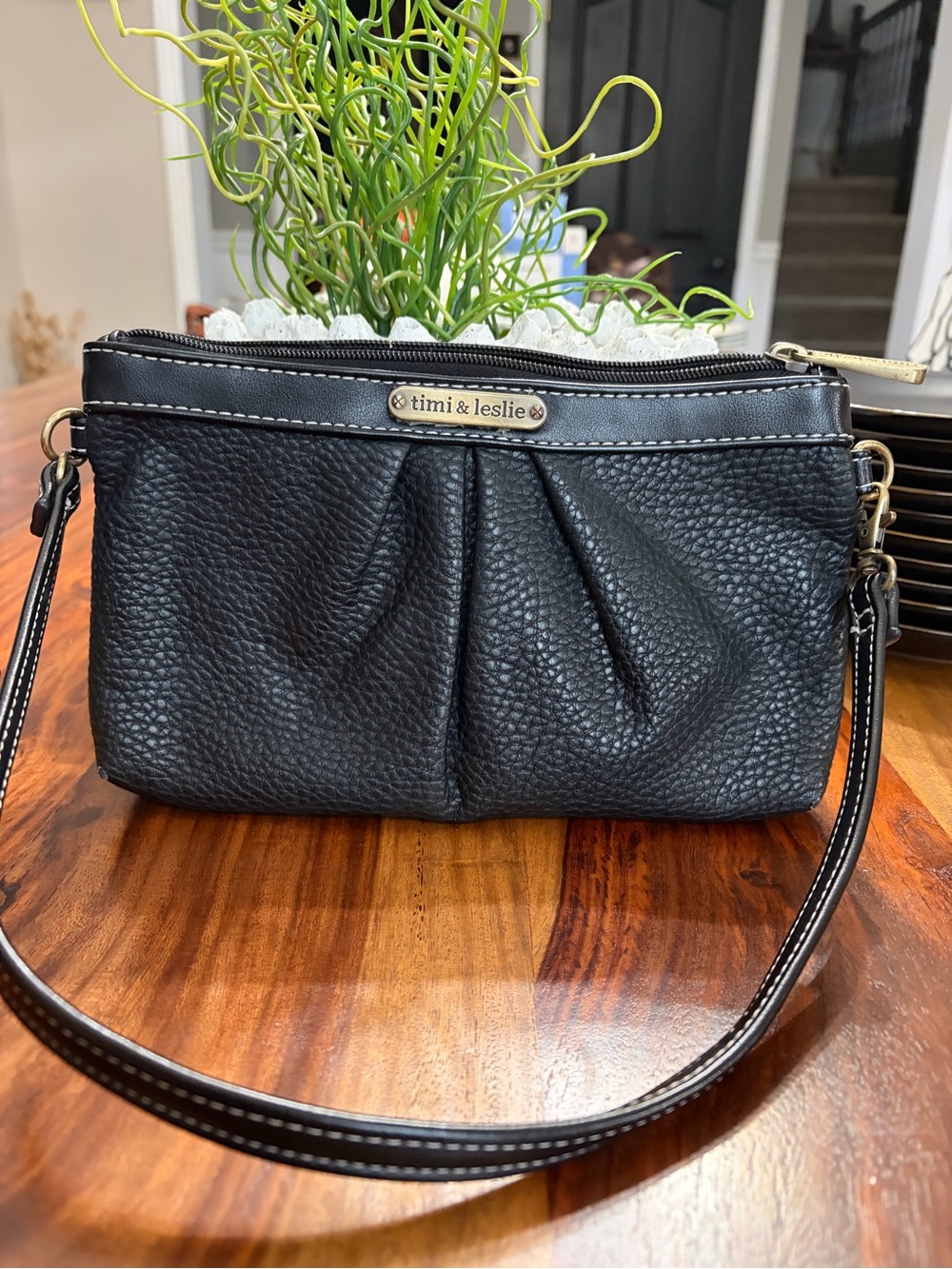 Timi & Leslie Black Pebbled Leather Crossbody Wristlet